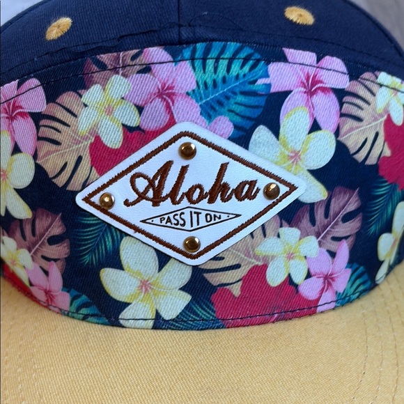 3/$30! Robin Ruth Navy and Yellow Aloha Baseball Cap - Picture 4 of 4